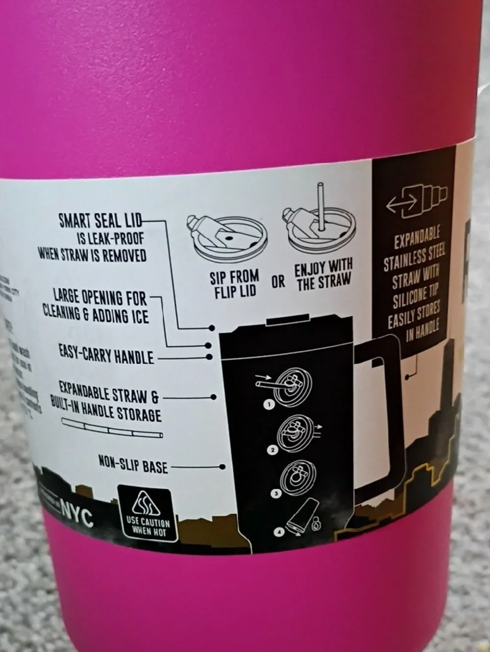 Manna Rogue 40 oz Stainless Steel Tumbler - Bright Pink